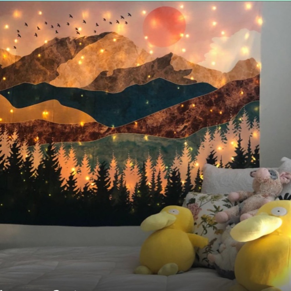 Retro Colorful Mountain Sunset Modern Nature Wall Tapestry/Pop Art - Picture 5 of 7